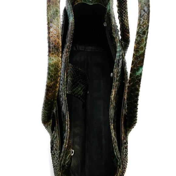 Chanel Green/Brown Multi Python Skin Cerf Tote - Picture 7 of 12